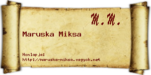 Maruska Miksa névjegykártya